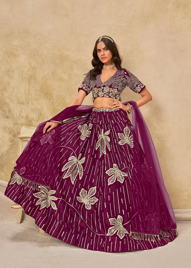 Purple Embroidered Lehenga Choli
