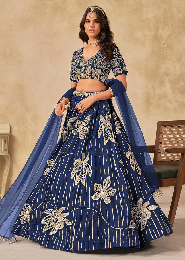 Blue Embroidered Lehenga Choli