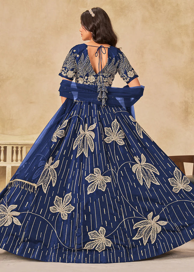 Blue Embroidered Lehenga Choli