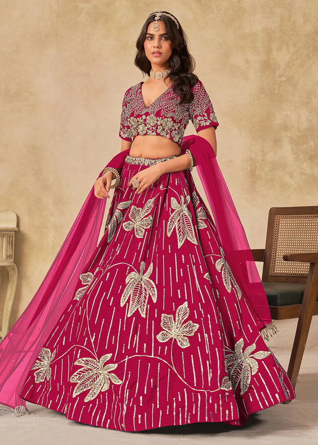 Pink Embroidered Lehenga Choli