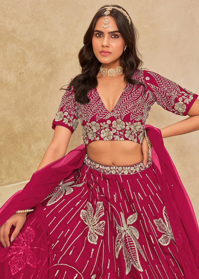 Pink Embroidered Lehenga Choli