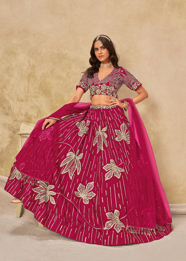 Pink Embroidered Lehenga Choli