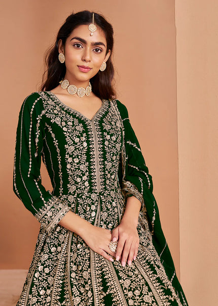Green Embroidered Anarkali