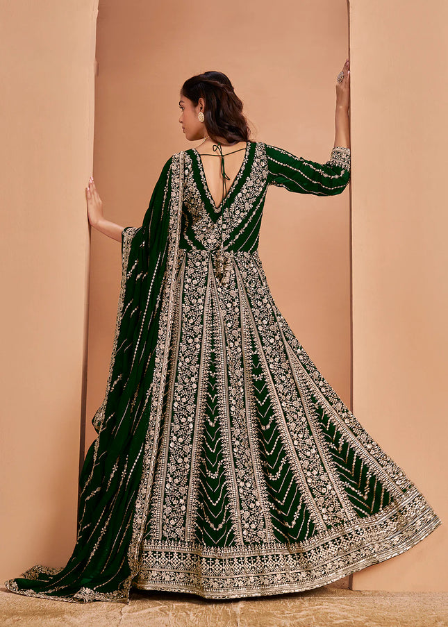 Green Embroidered Anarkali