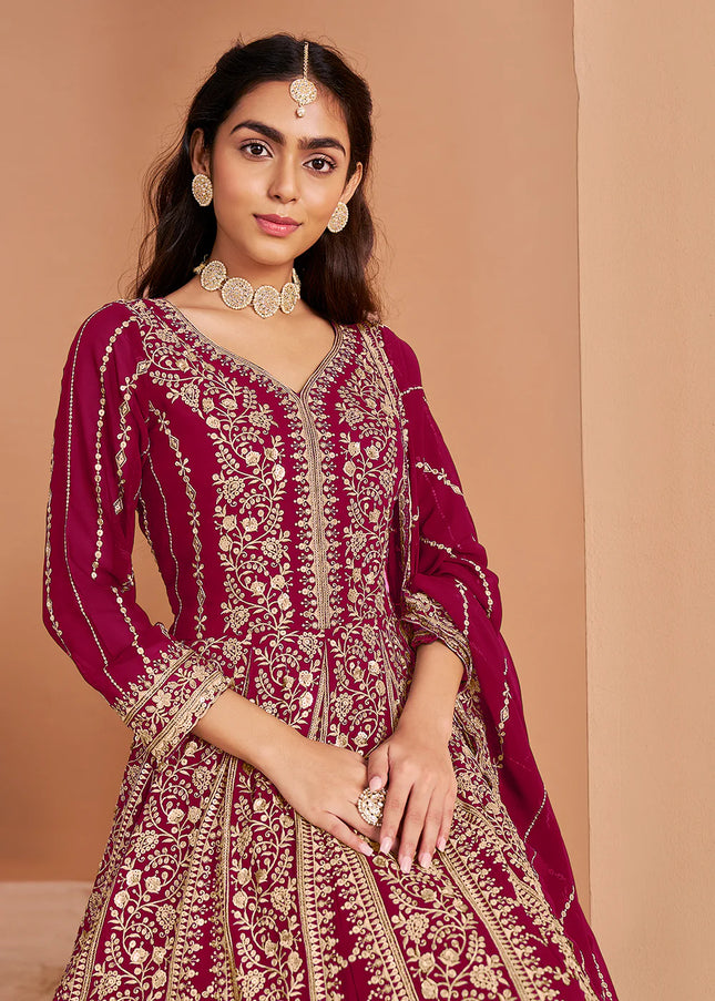 Pink Embroidered Anarkali