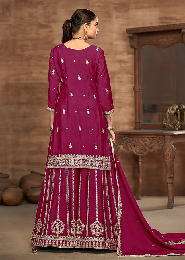 Pink Embroidered Sharara Suit