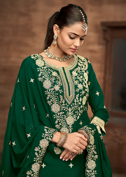 Green Embroidered Lehenga Suit
