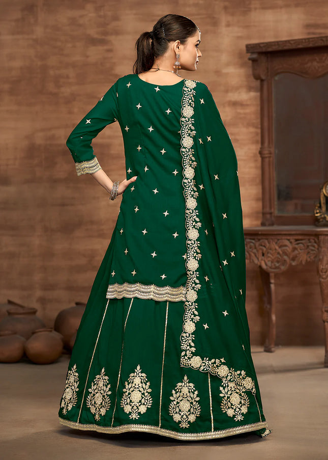 Green Embroidered Lehenga Suit