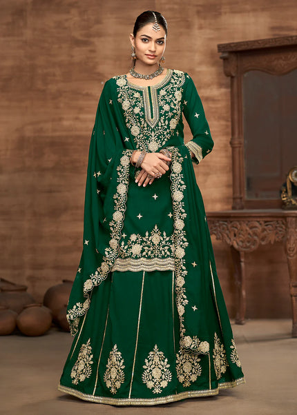 Green Embroidered Lehenga Suit