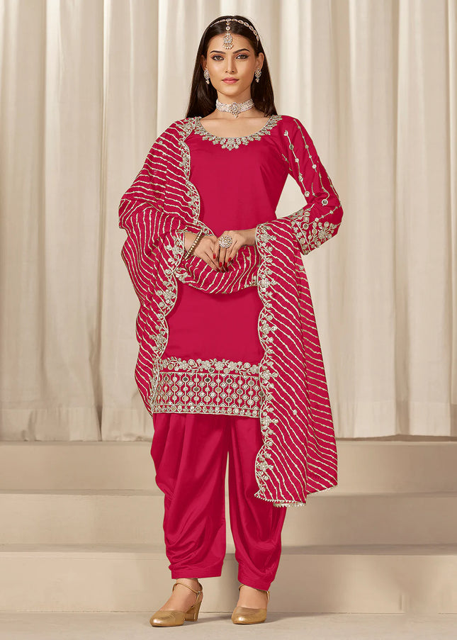 Pink Embroidered Pant Style Suit