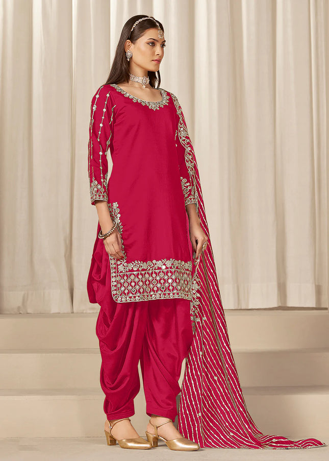 Pink Embroidered Pant Style Suit