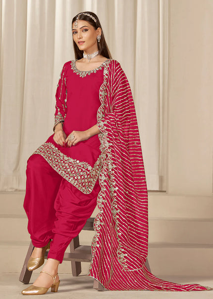 Pink Embroidered Pant Style Suit