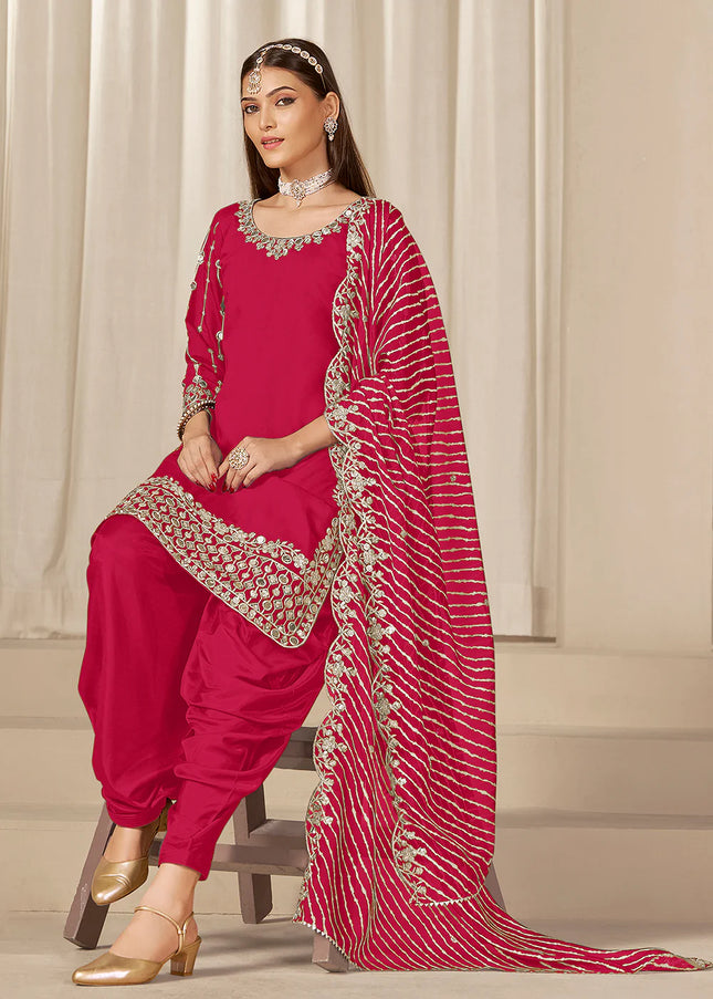 Pink Embroidered Pant Style Suit