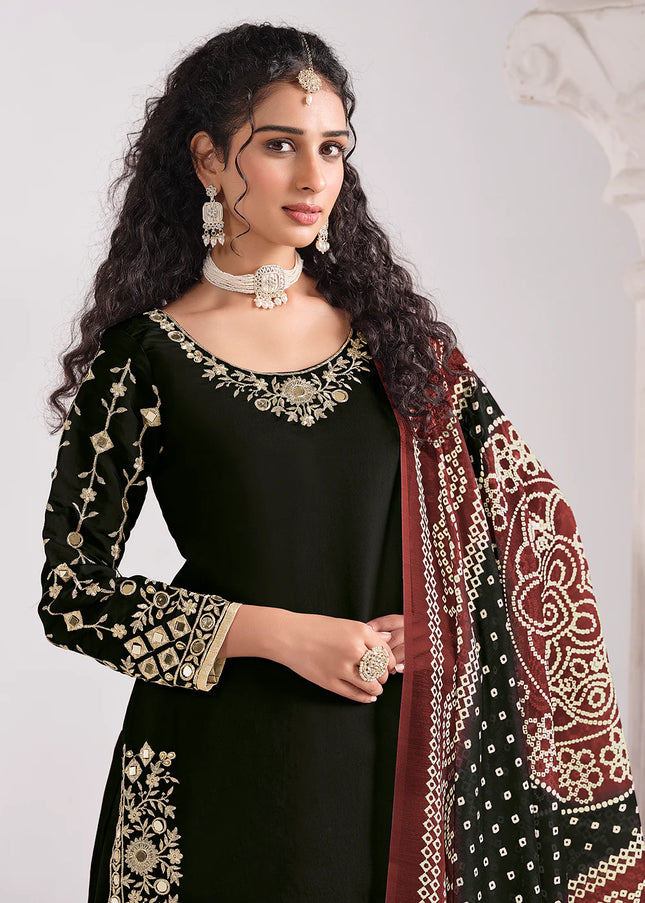 Black Embroidered Punjabi Suit