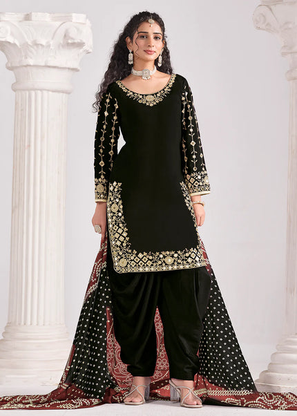 Black Embroidered Punjabi Suit