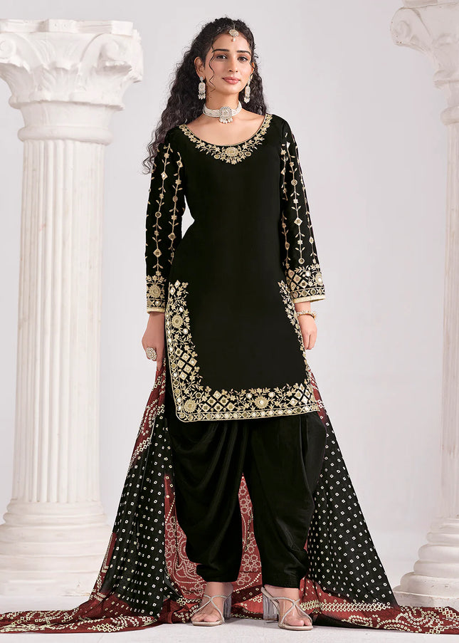 Black Embroidered Punjabi Suit