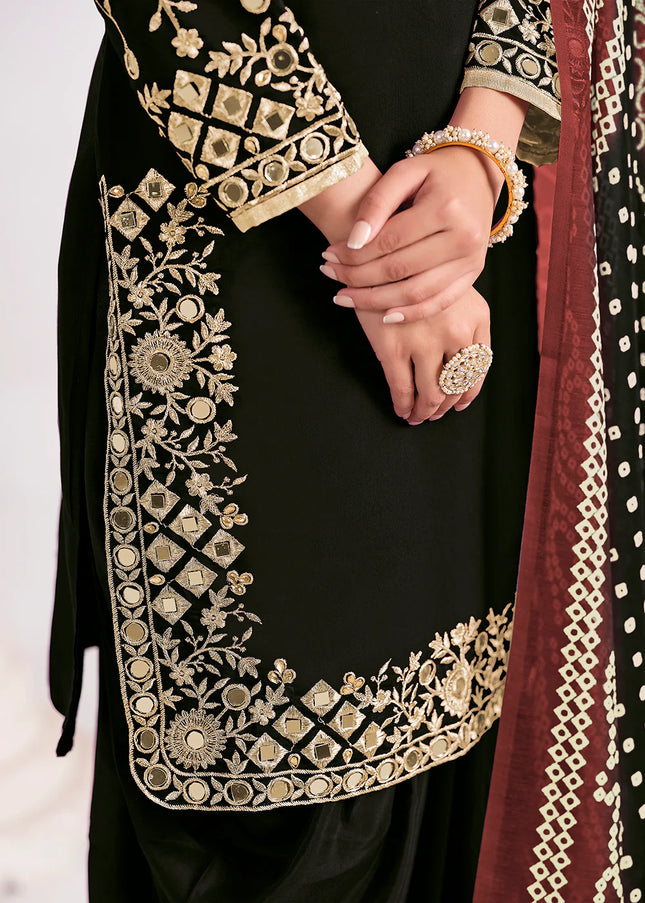 Black Embroidered Punjabi Suit
