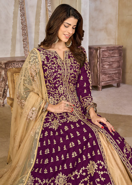 Purple Embroidered Lehenga Anarkali