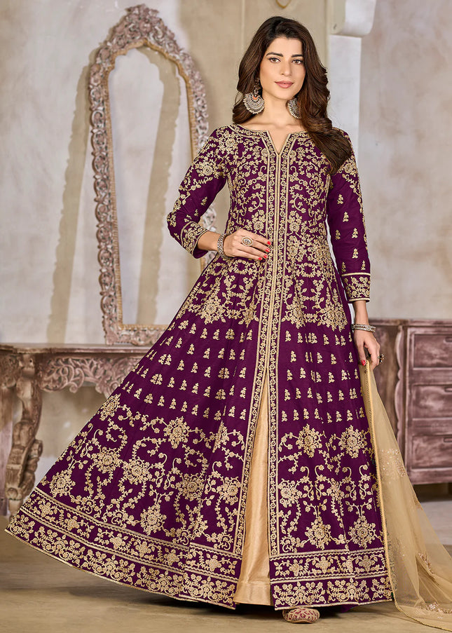 Purple Embroidered Lehenga Anarkali