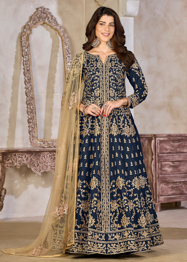 Blue Embroidered Lehenga Anarkali