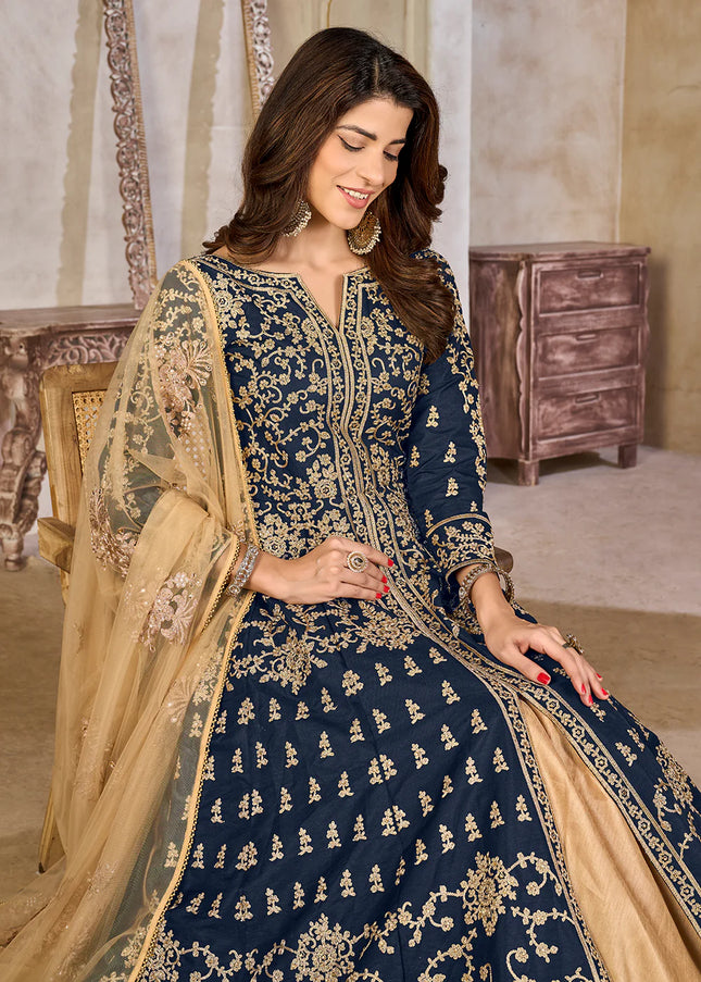 Blue Embroidered Lehenga Anarkali