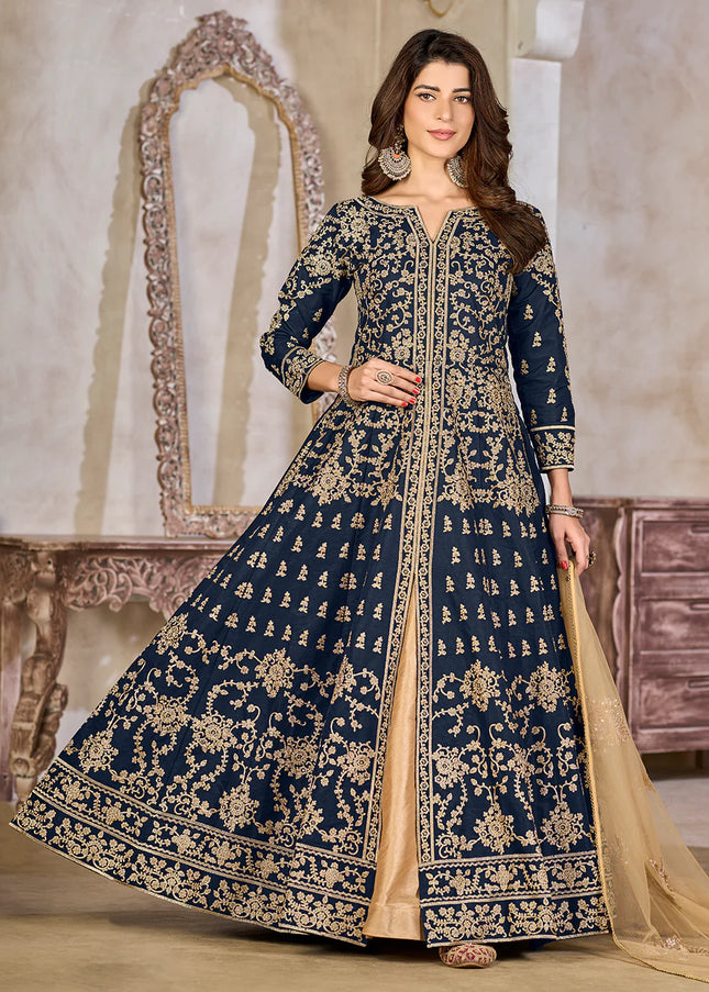 Blue Embroidered Lehenga Anarkali