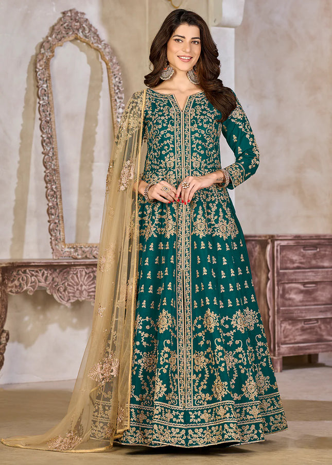 Green Embroidered Lehenga Anarkali
