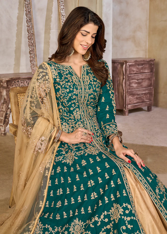 Green Embroidered Lehenga Anarkali