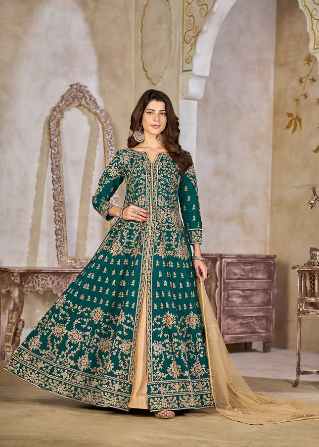 Green Embroidered Lehenga Anarkali