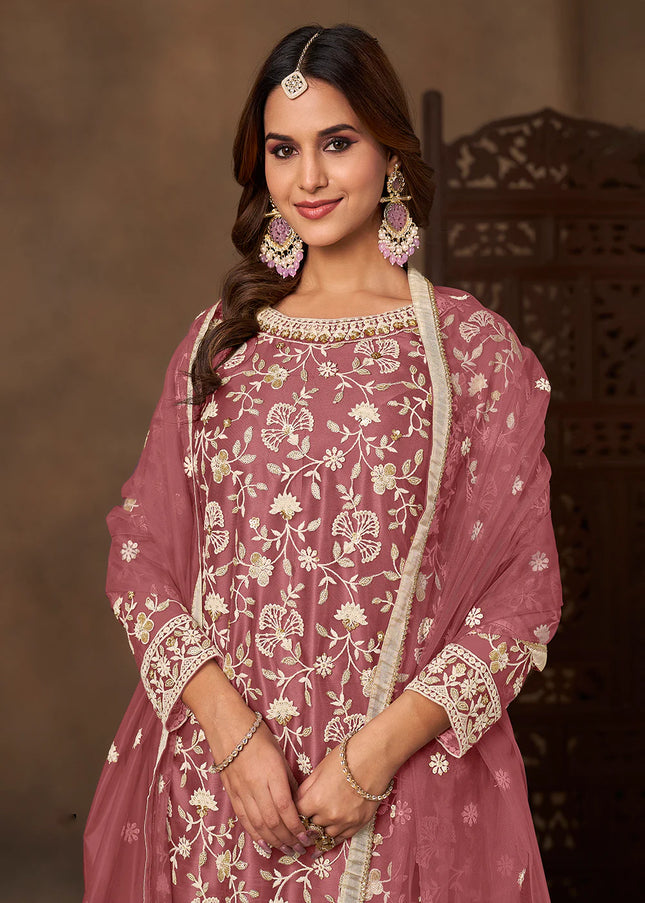 Net Embroidered Gharara Suit