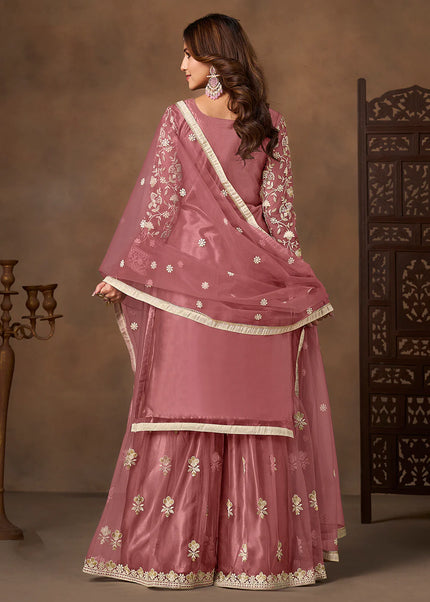 Net Embroidered Gharara Suit