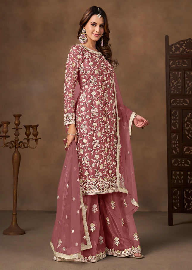 Net Embroidered Gharara Suit