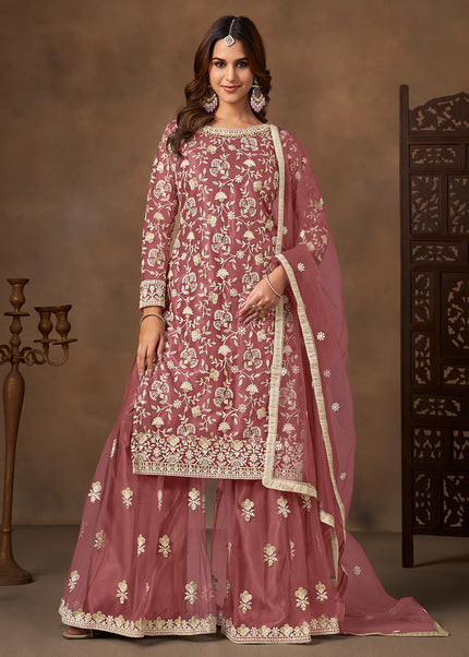 Net Embroidered Gharara Suit