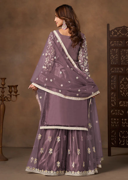 Net Embroidered Gharara Suit