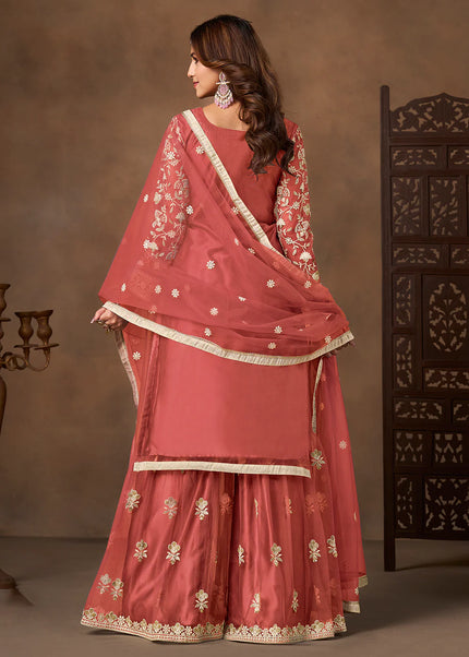Net Embroidered Gharara Suit
