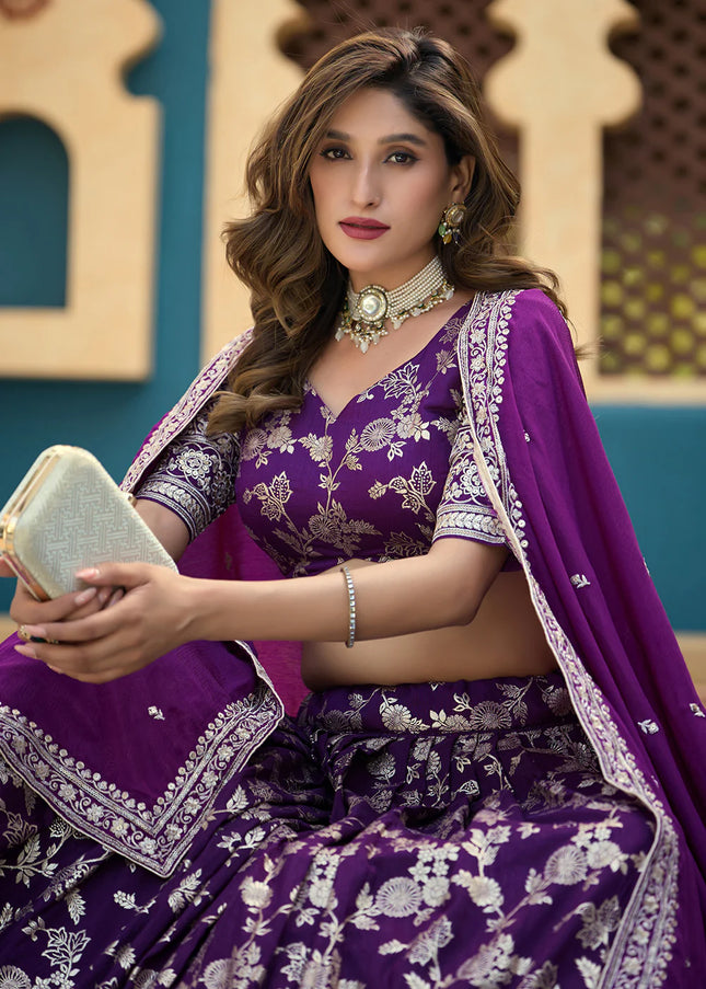 Purple Embroidered Lehenga Choli