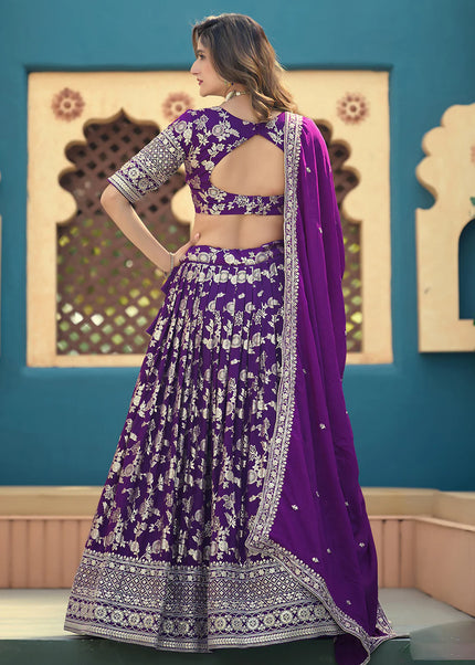 Purple Embroidered Lehenga Choli