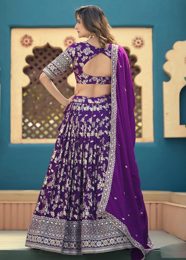 Purple Embroidered Lehenga Choli