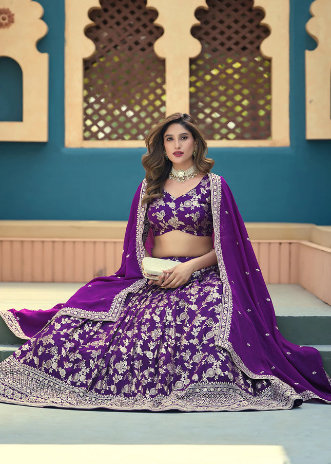 Purple Embroidered Lehenga Choli