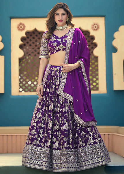 Purple Embroidered Lehenga Choli