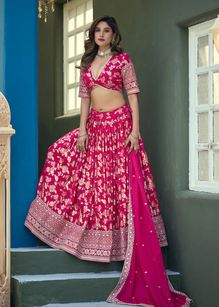Pink Embroidered Lehenga Choli