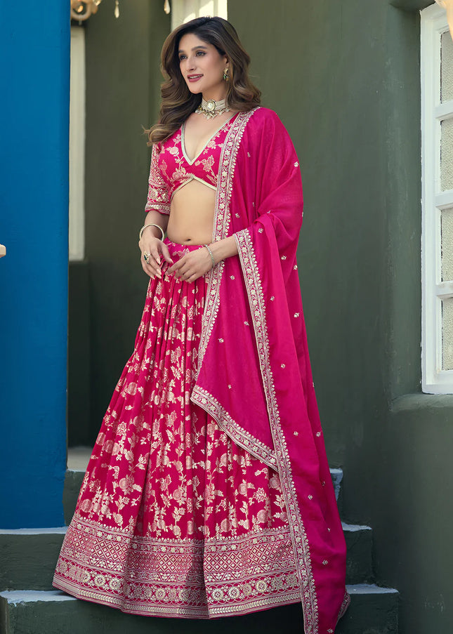 Pink Embroidered Lehenga Choli