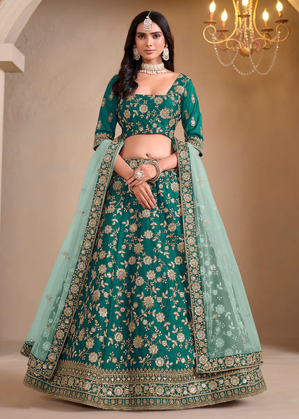 Green Embroidered Lehenga Choli