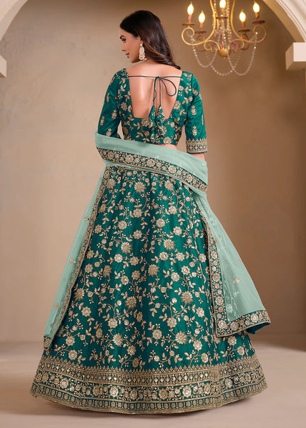 Green Embroidered Lehenga Choli