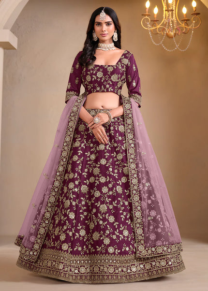 Maroon Embroidered Lehenga Choli