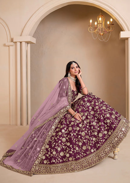 Maroon Embroidered Lehenga Choli