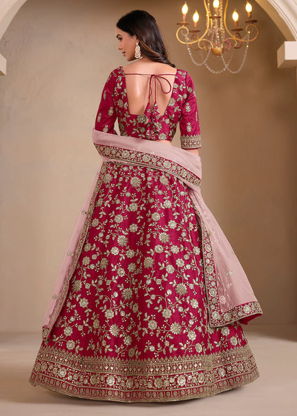 Pink Embroidered Lehenga Choli