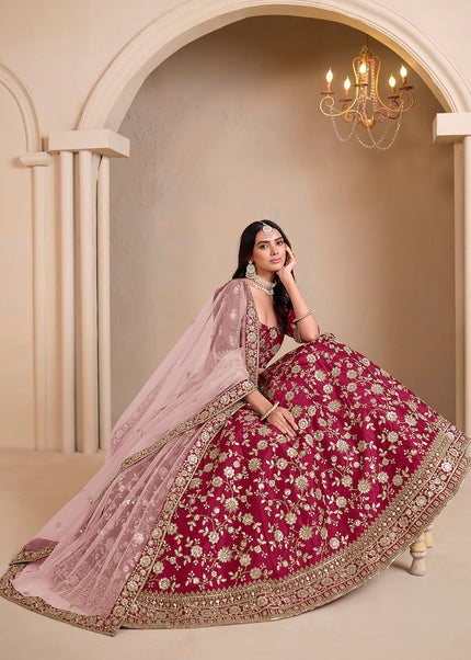 Pink Embroidered Lehenga Choli