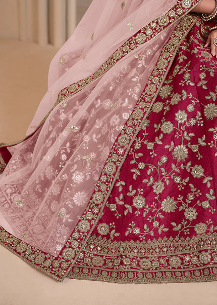 Pink Embroidered Lehenga Choli