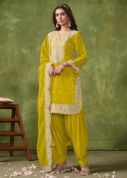 Green Embroidered Punjabi Suit